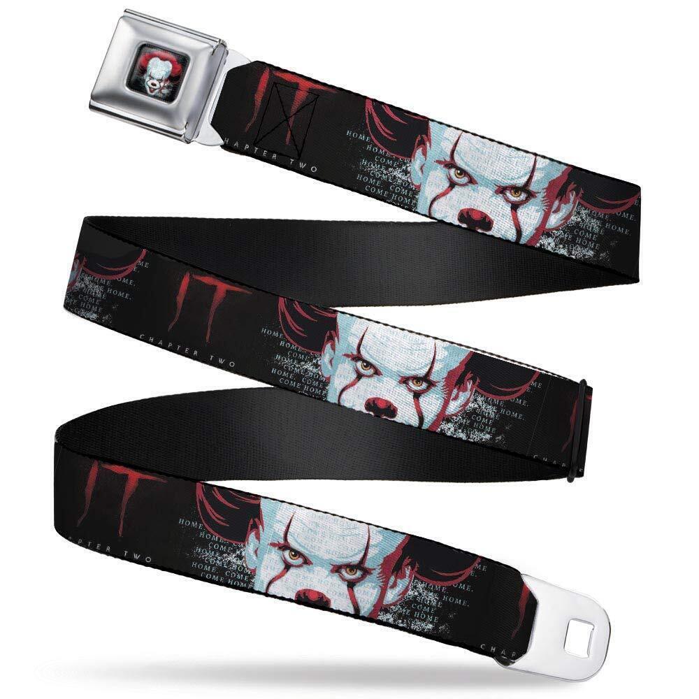 6424 Warner Bros. Belt, Seatbelt Buckle Belt, It Chapter Two Pennywise Face
